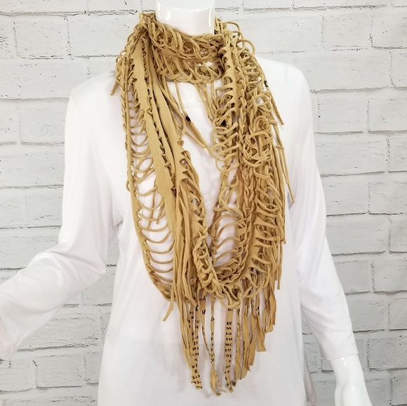 Fringe Scarf 100% Recycled Cotton Material - Picture 2 of 5